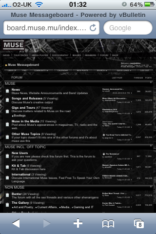 Muse board on iPhone 3GS